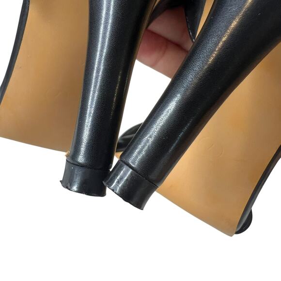 Black Strappy Open Toe Heeled Sandals Square Toe Wrap Ankle Strap 3” Heel Size 7 - Picture 8 of 11